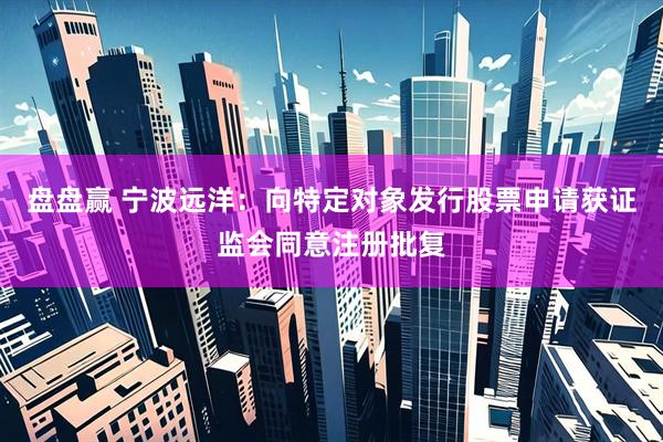 盘盘赢 宁波远洋：向特定对象发行股票申请获证监会同意注册批复